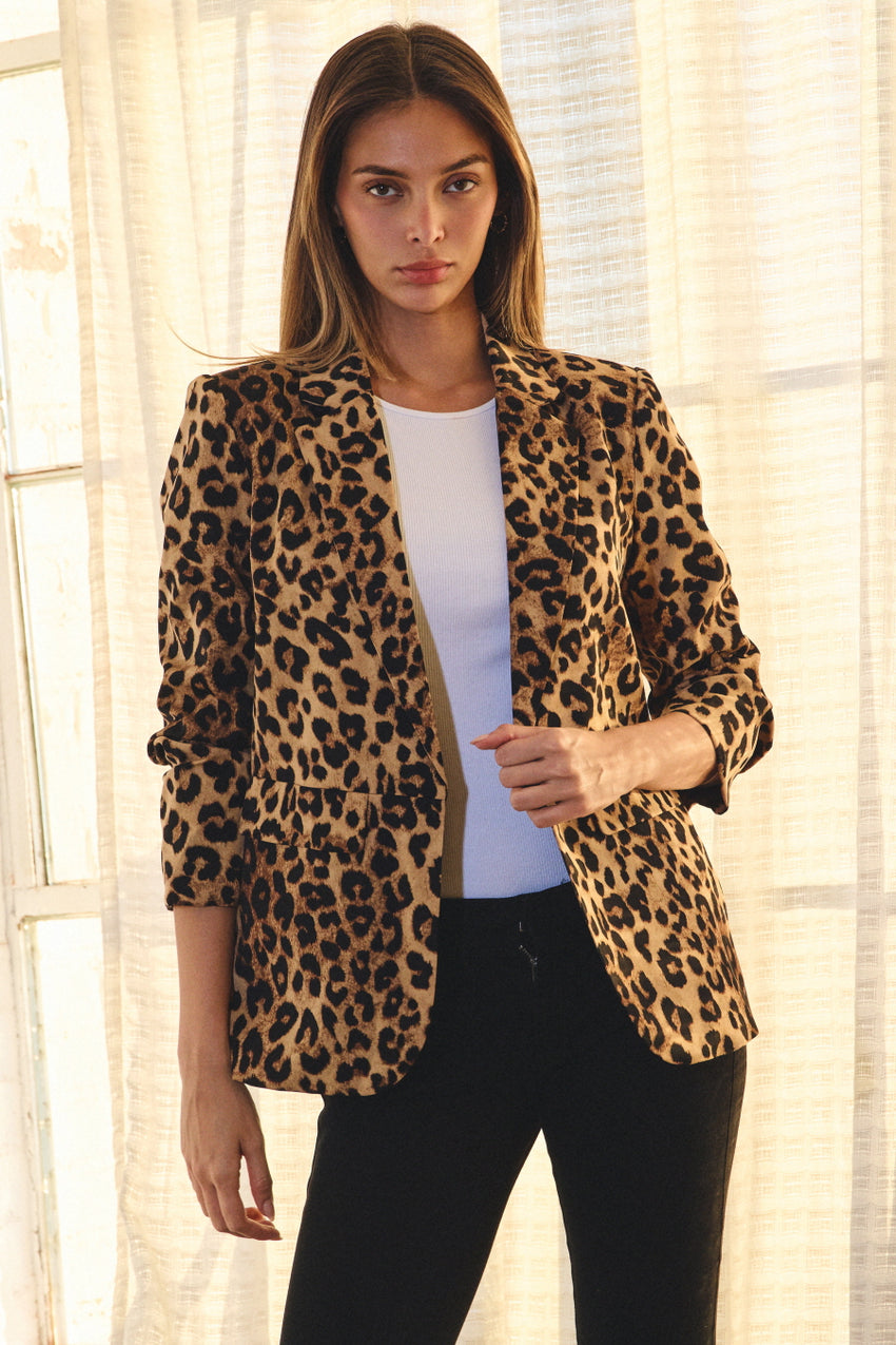 IJ19125 Leopard Blazer