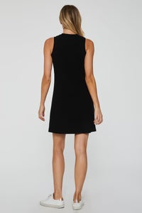 Justine Ribbed Tank Dress in Black