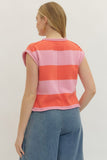 T30752 Pink and Coral Cap Sleeve Top