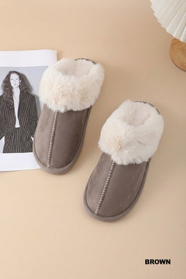 U-441 Brown Cozy Faux Fur Slipper