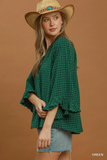 C6926 Green Plaid Top