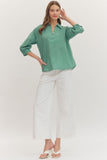 T30245 Basil 3/4 Sleeve Top