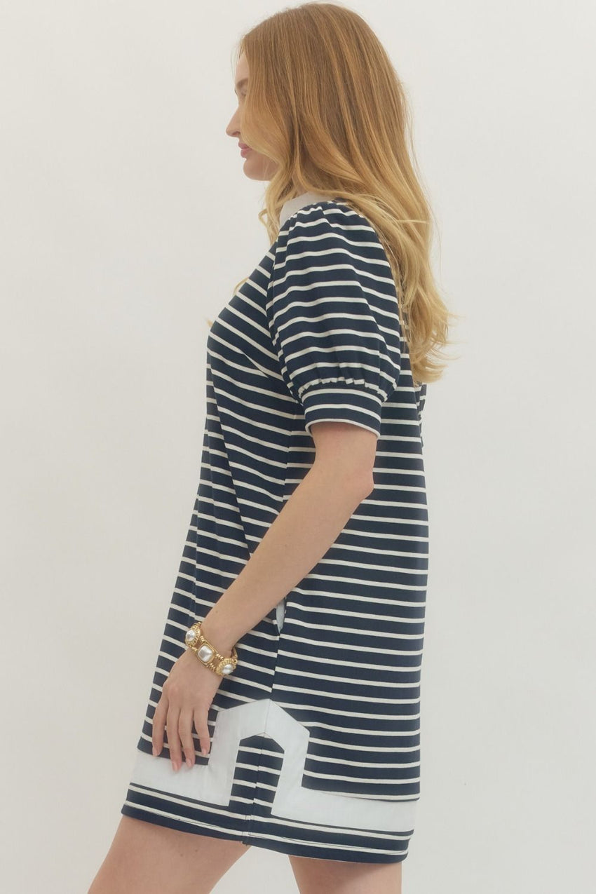 D29635 Navy Striped Dress