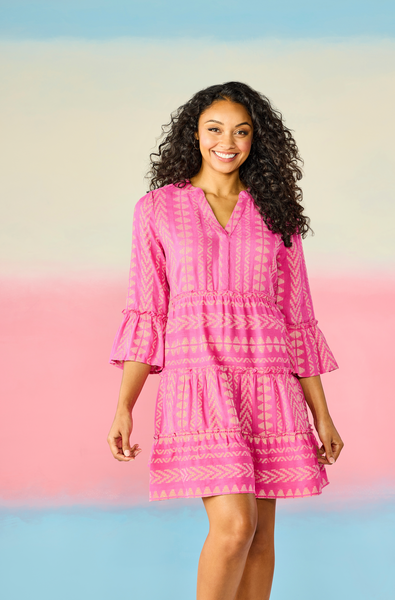 SELDEN JACQUARD TIERED DRESS