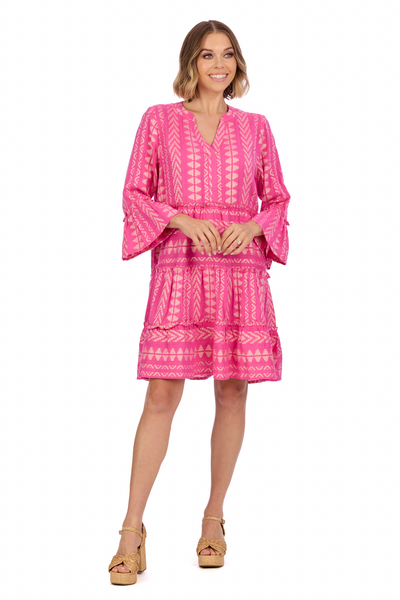 SELDEN JACQUARD TIERED DRESS