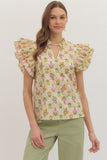 T30217 Gold Botanical Top