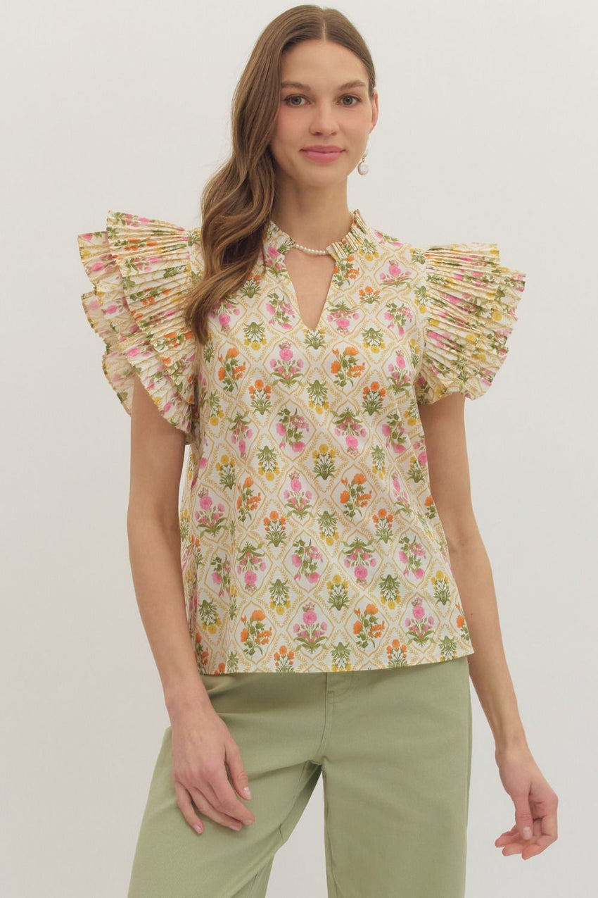T30217 Gold Botanical Top
