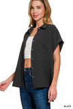 QT-7291D4 Black Button Down