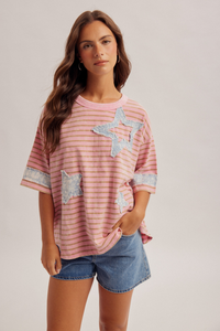 34307 Star Patch Stripe Top