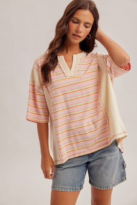 34225 Stripe Mix Knit Top