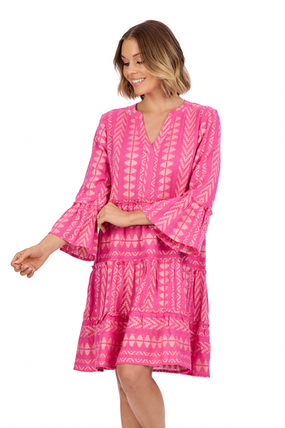 SELDEN JACQUARD TIERED DRESS