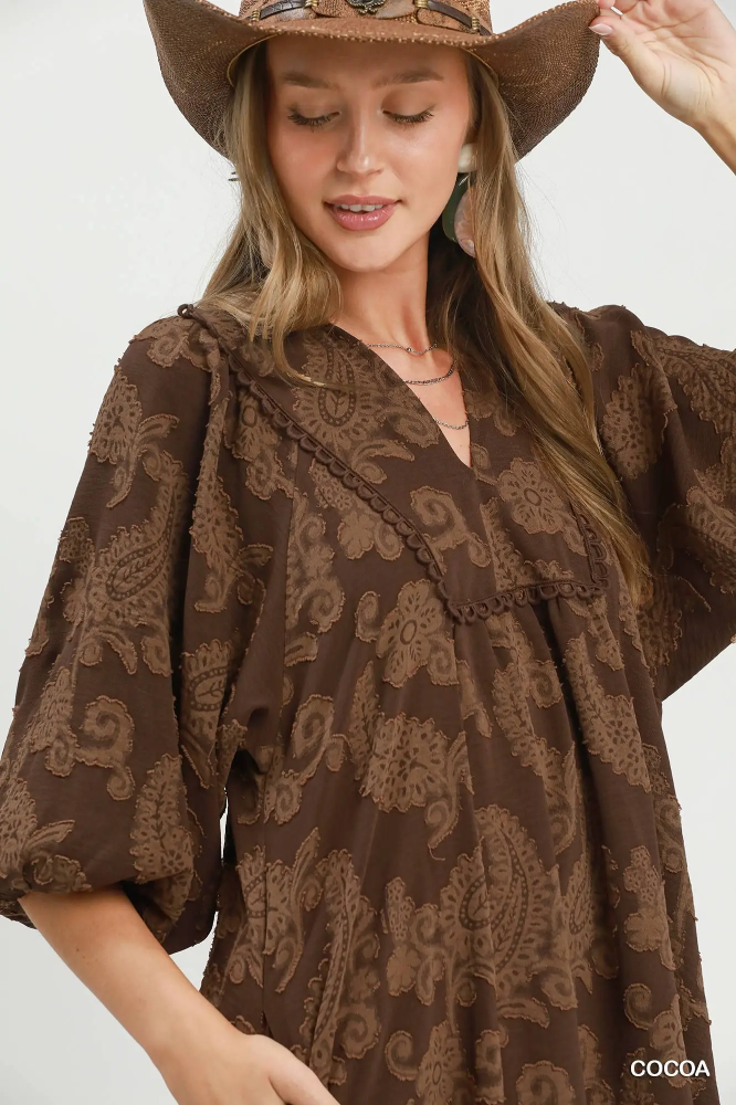 N7048 Paisley Babydoll Dress