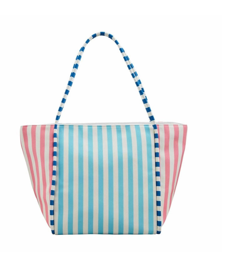 Blue Striped Cooler Tote