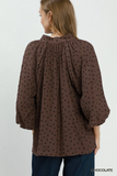 C6689 Chocolate Polka Dot Blouse
