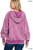 ACID WASH KANGAROO HOODIE PLUM