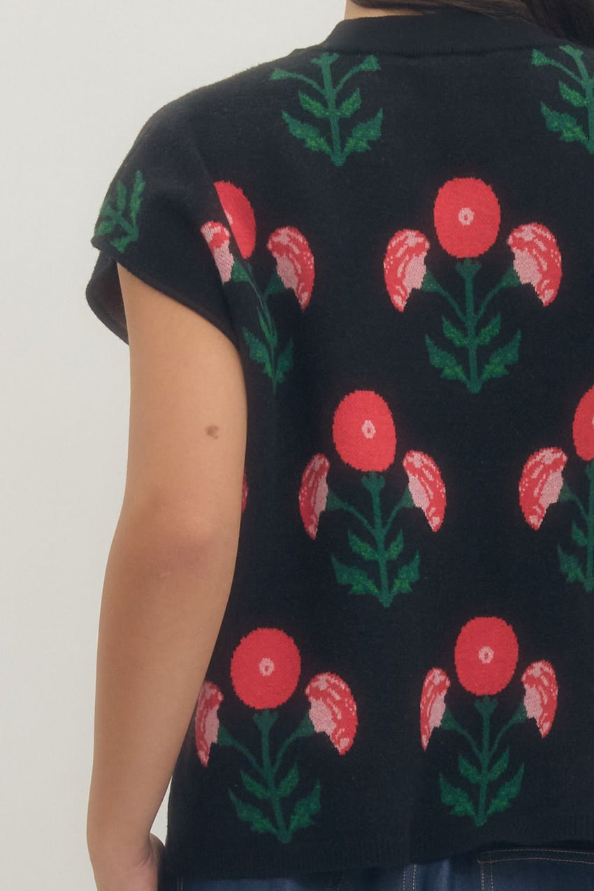 T29679 Black Floral Top