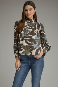 T33747 Print Puff Sleeve Top