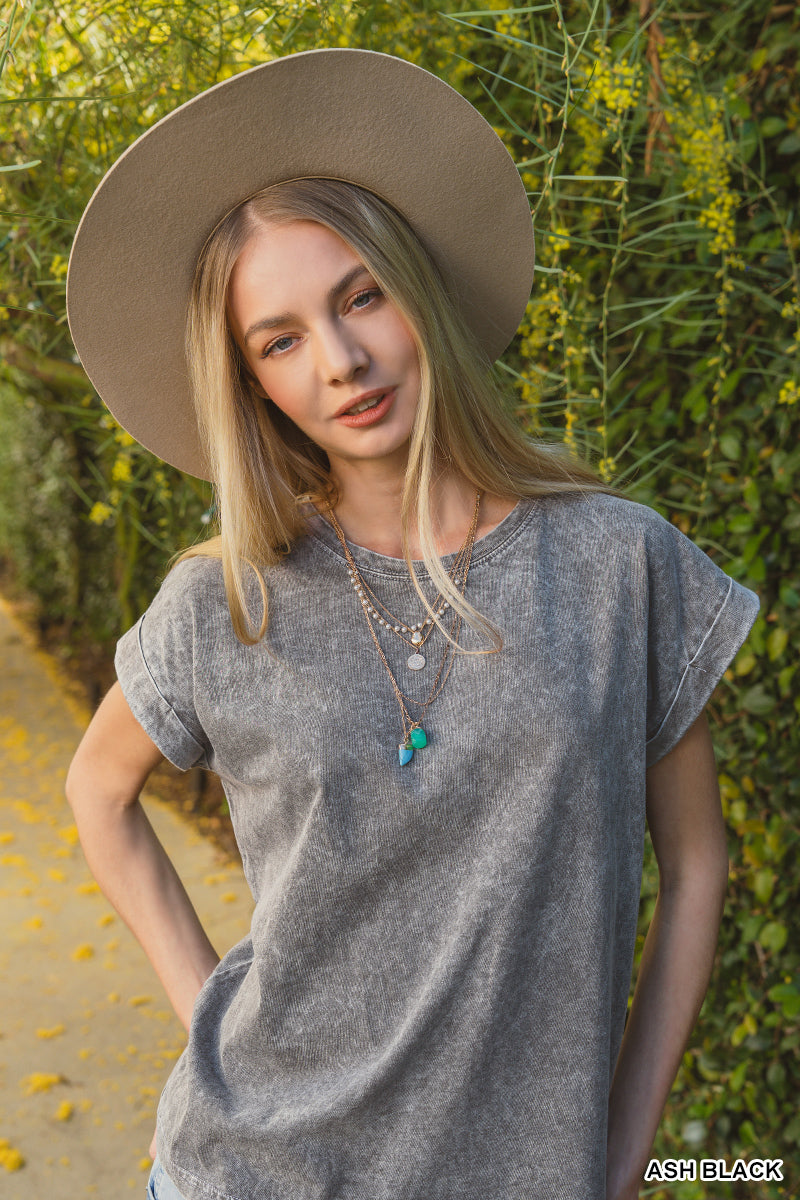 CTW-3524Y Ash Black Halo Wash Tee