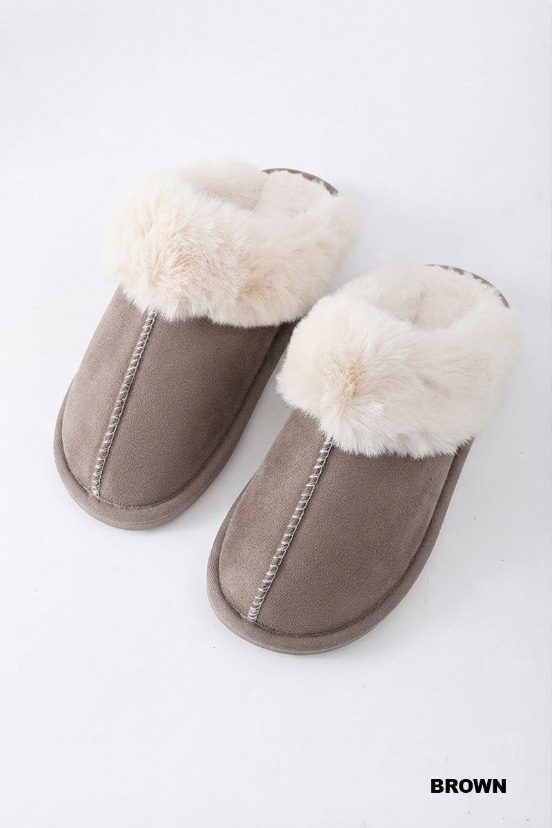 U-441 Brown Cozy Faux Fur Slipper