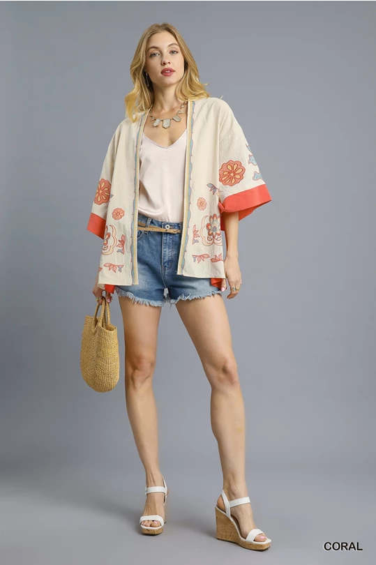 Coral Floral Kimono