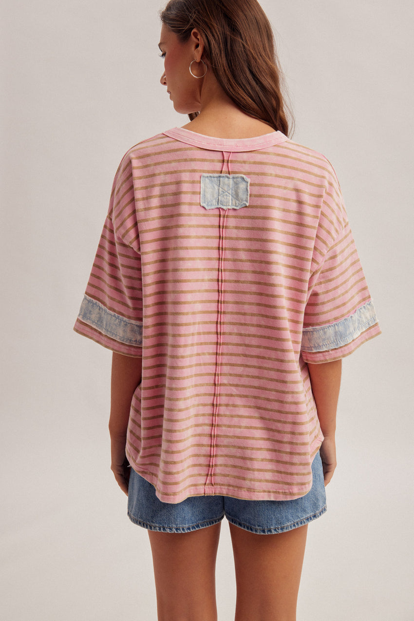 34307 Star Patch Stripe Top