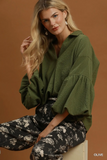 N7234 Olive Bell Sleeve Blouse