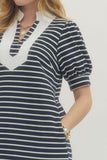 D29635 Navy Striped Dress