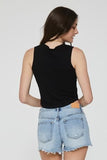 Baby Cleo Cropped Ribbed Tank in Black