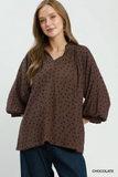 C6689 Chocolate Polka Dot Blouse