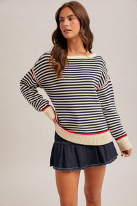 Striped Sweater White/Navy
