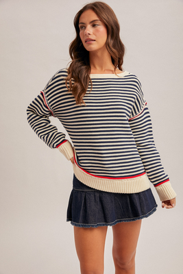 Striped Sweater White/Navy