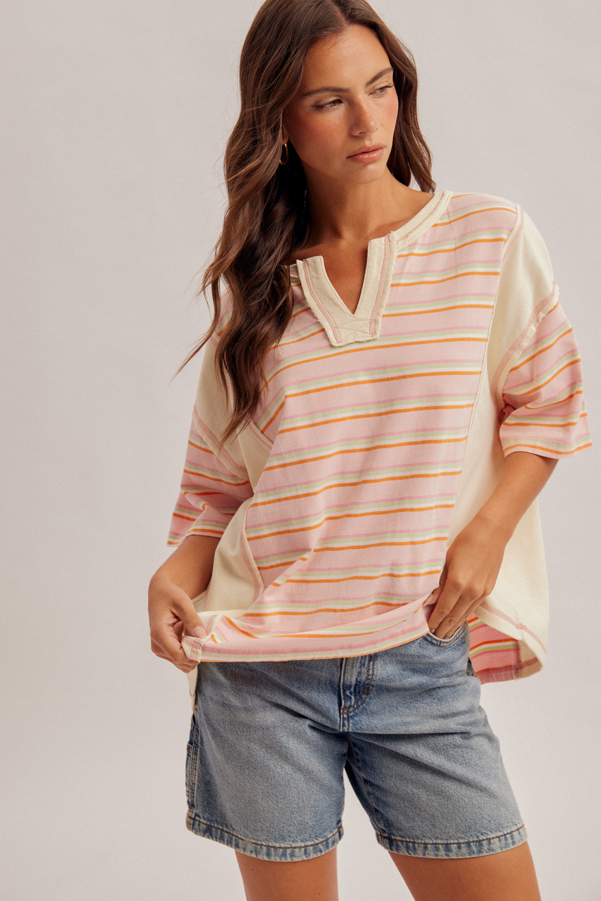 34225 Stripe Mix Knit Top