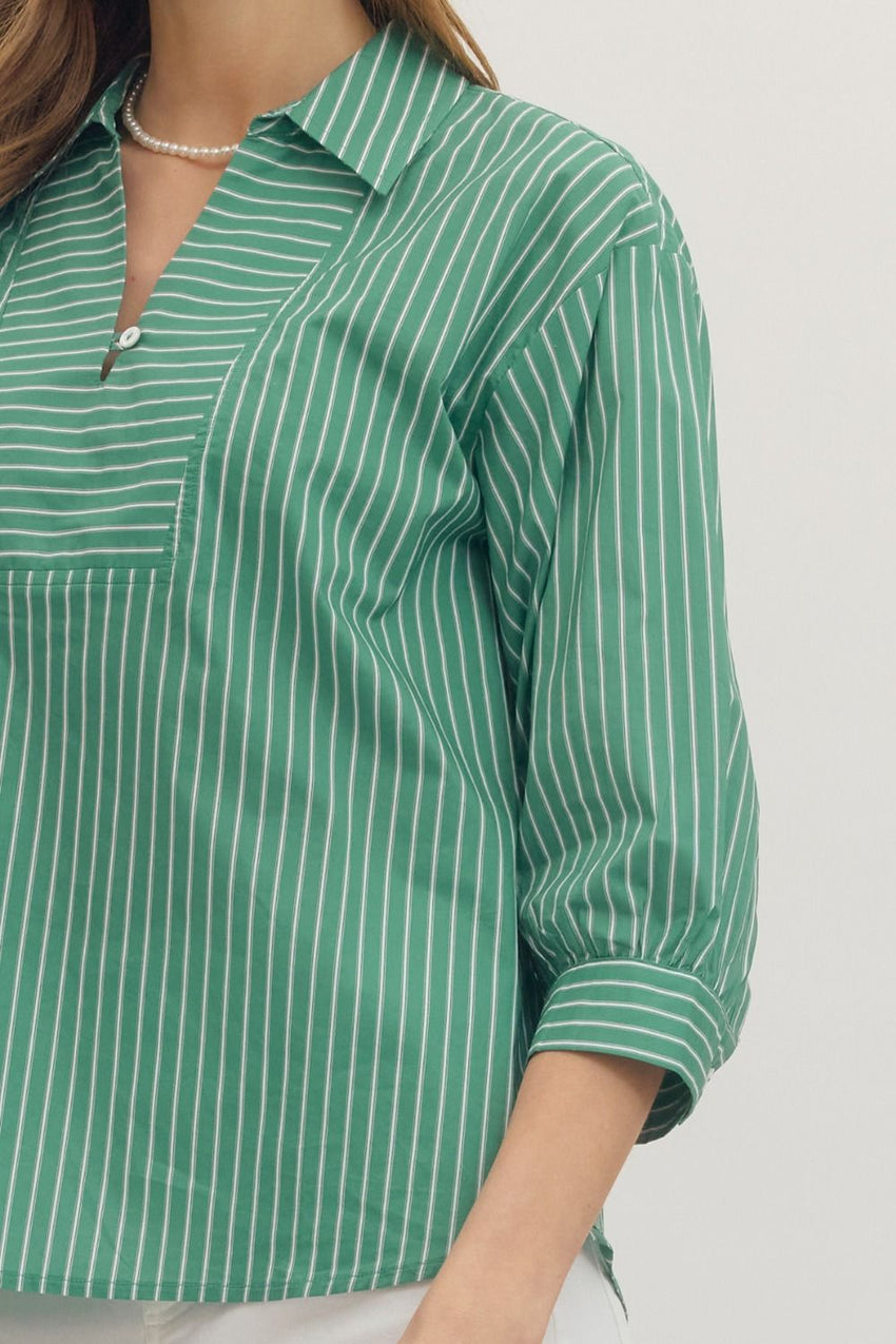 T30245 Basil 3/4 Sleeve Top