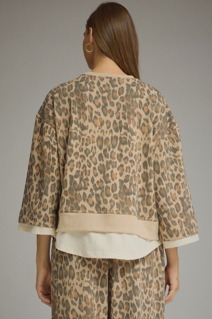 T34234 Animal Print 3/4 Sleeve Top
