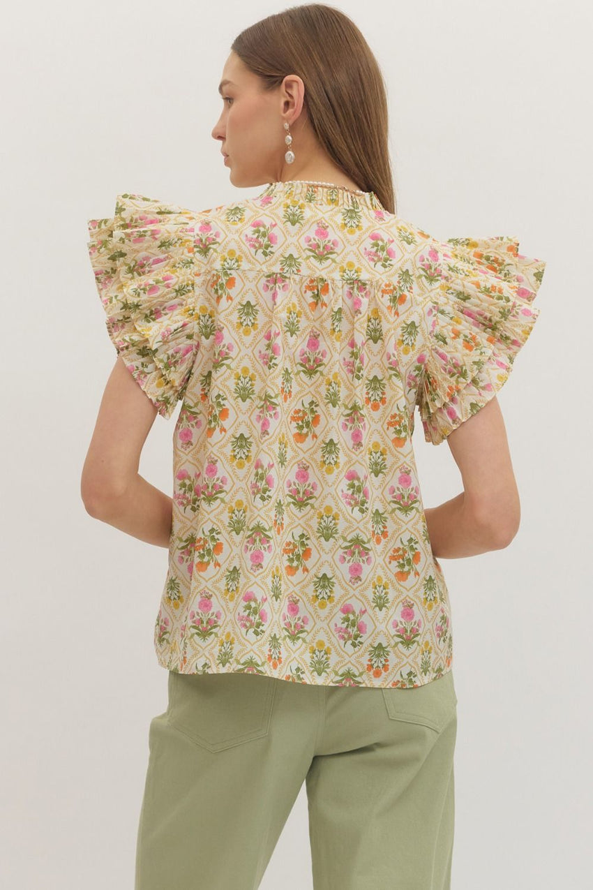 T30217 Gold Botanical Top