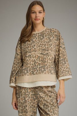 T34234 Animal Print 3/4 Sleeve Top