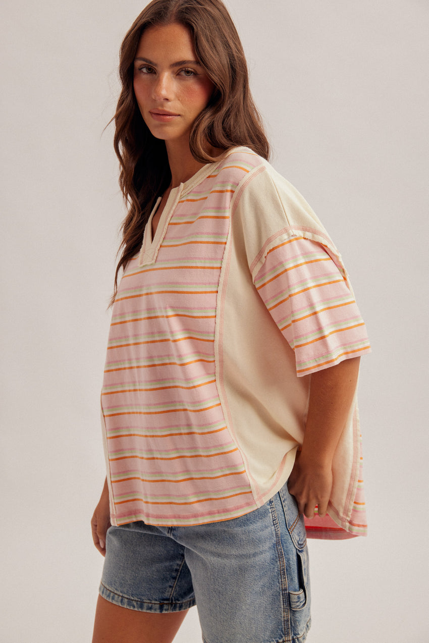 34225 Stripe Mix Knit Top