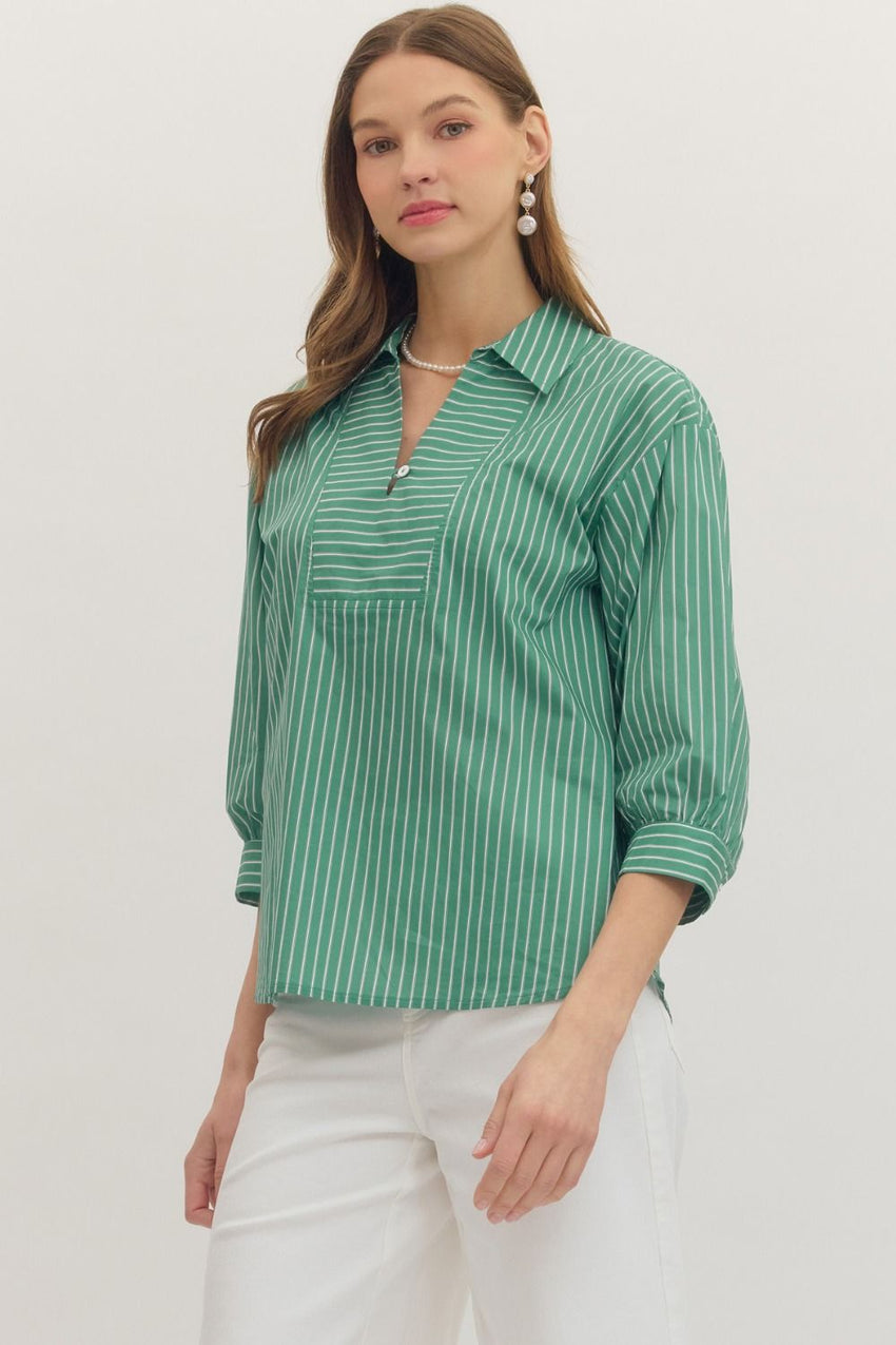 T30245 Basil 3/4 Sleeve Top