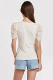 SHEA CONTRAST EYELET SLEEVE TOP ALABASTER