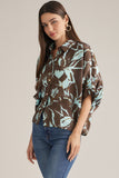 T33224 Brown/Blue Print Top