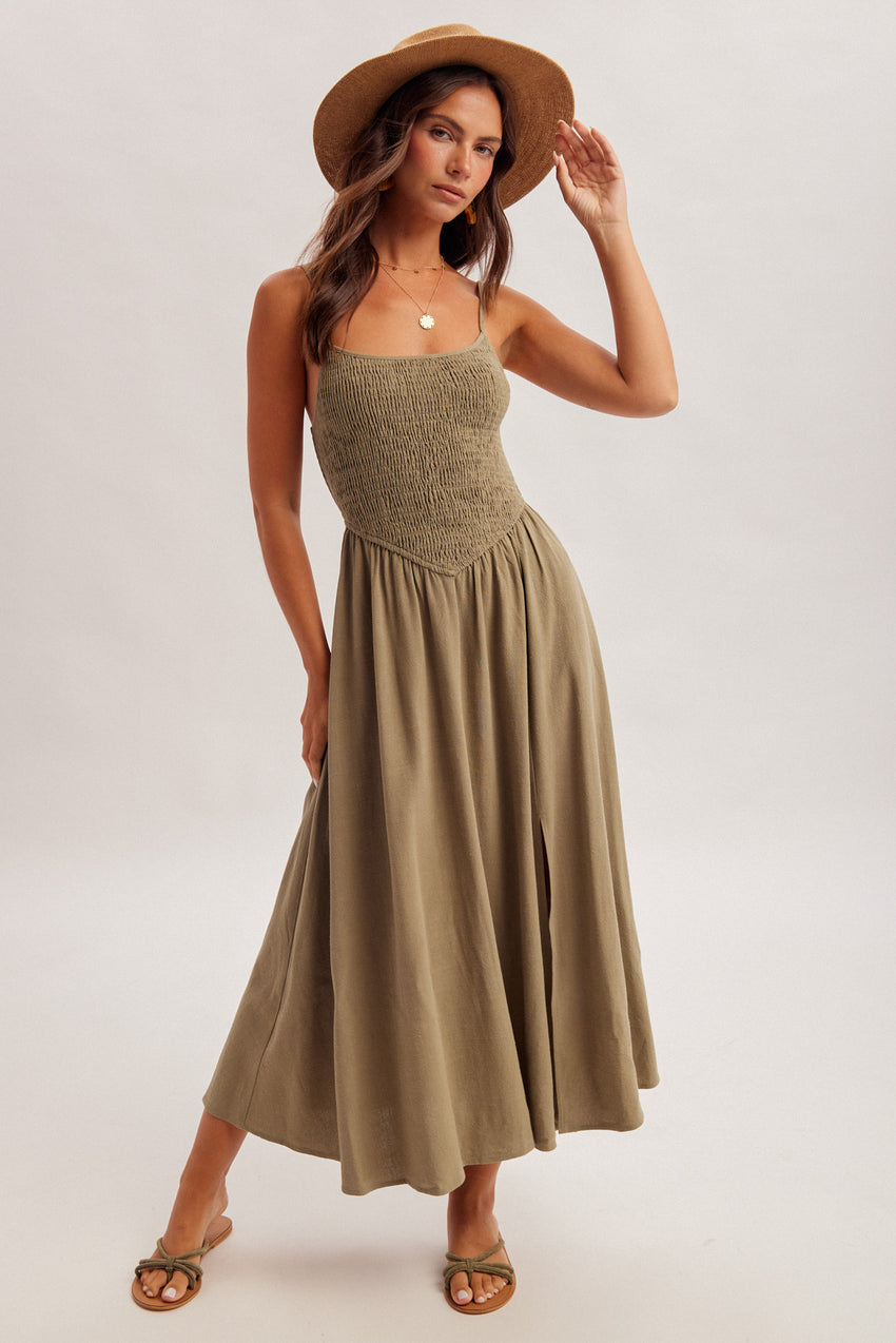 38885 Smocked Midi Dress