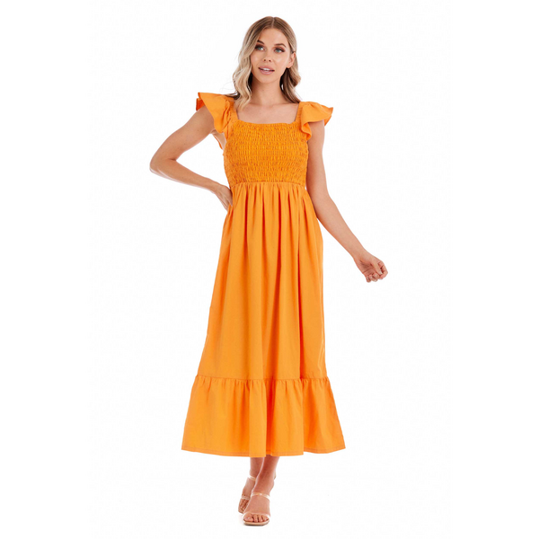 Orange Keya Smocked Maxi Dress