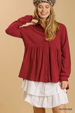 Jester Red Button Down Babydoll Top