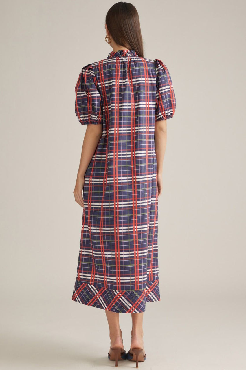 D33316 Navy Plaid Dress
