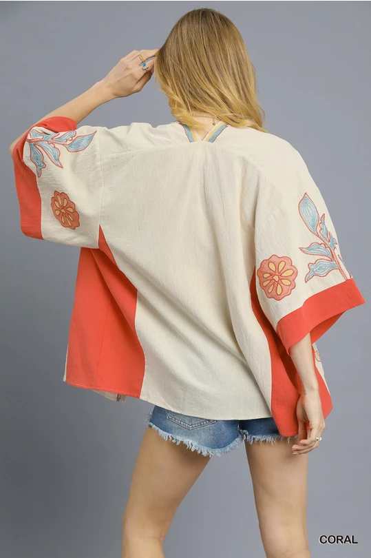 Coral Floral Kimono