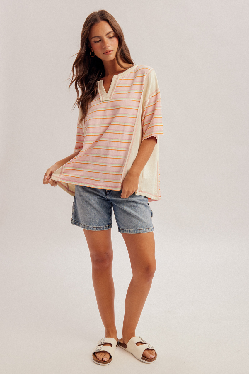 34225 Stripe Mix Knit Top