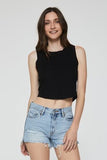 Baby Cleo Cropped Ribbed Tank in Black