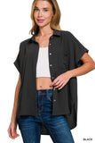 QT-7291D4 Black Button Down
