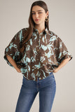 T33224 Brown/Blue Print Top