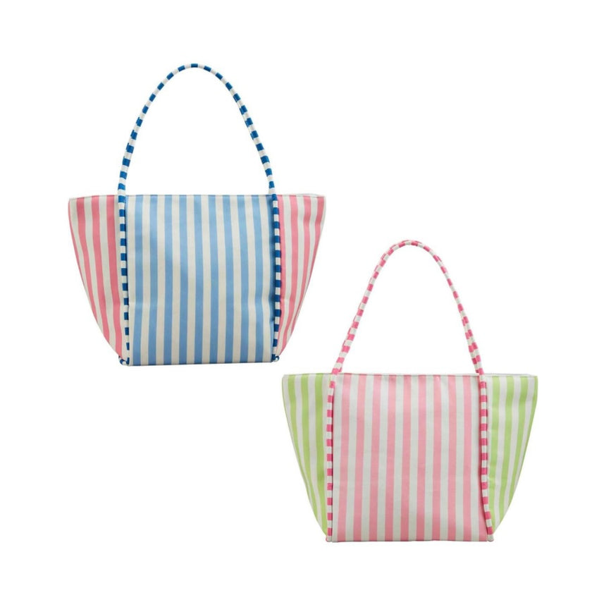 Blue Striped Cooler Tote